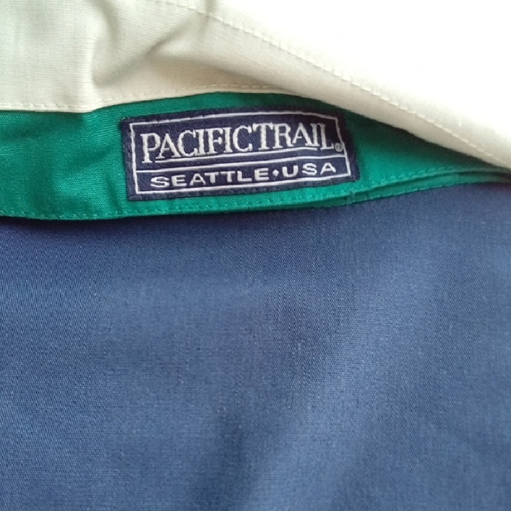 Mens M Pacific Trail Blue and Green Raincoat with Relaxed Fit - Picture 5 of 5